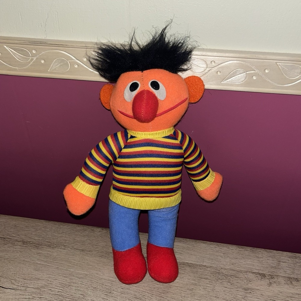 Vintage 1980's Hasbro Softies Sesame Street ERNIE Plush‎ Jim Henson Muppets 12"